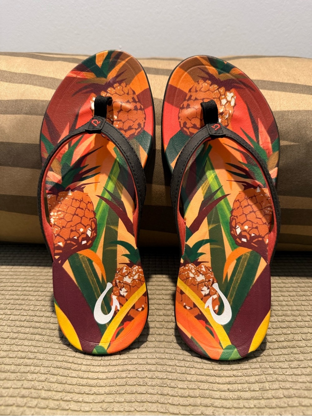 Olukai Women's Tropical Pineapple Flip Flops - Orange/Green/Black